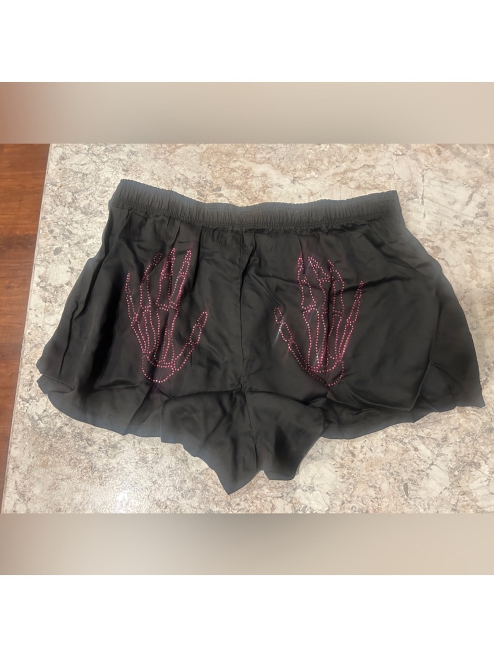 VS PINK Bling Pajama Shorts Halloween Skeleton MEDIUM NWT